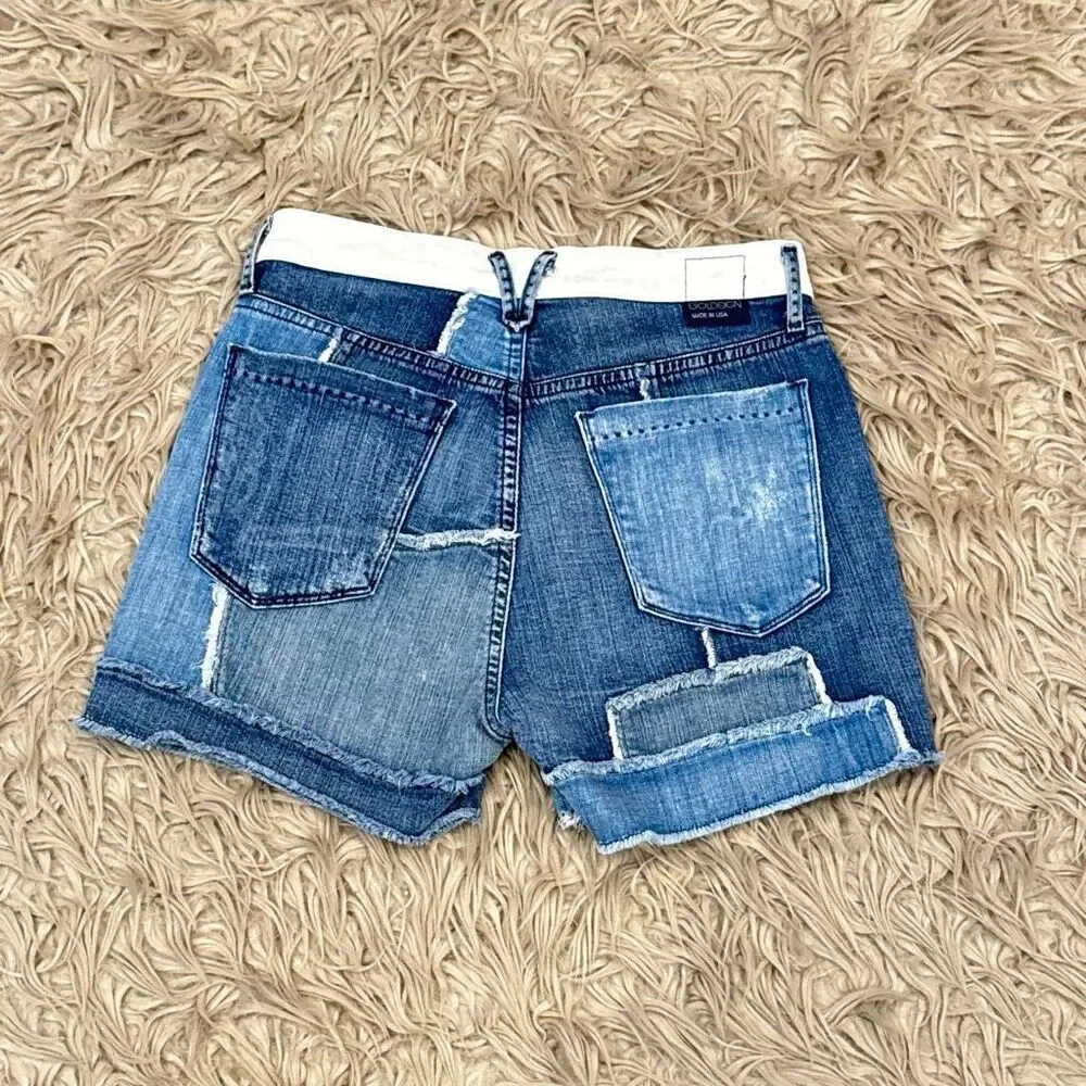 Goldsign denim patchwork shorts